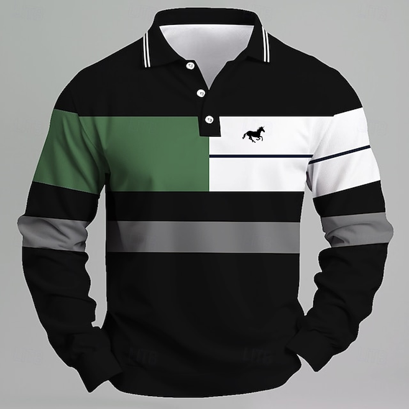Golf Equipment Logo - Мужская полосатая рубашка-поло с логотипом единорога